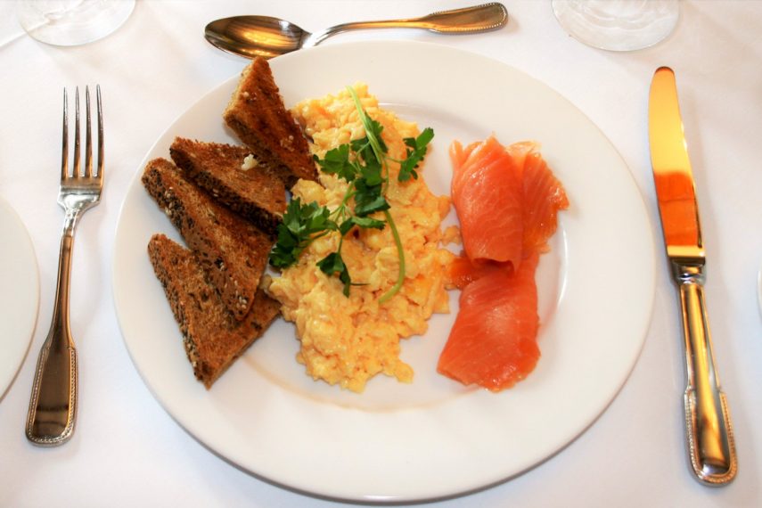 Scrambled egg + smoked salmon at West Acre House